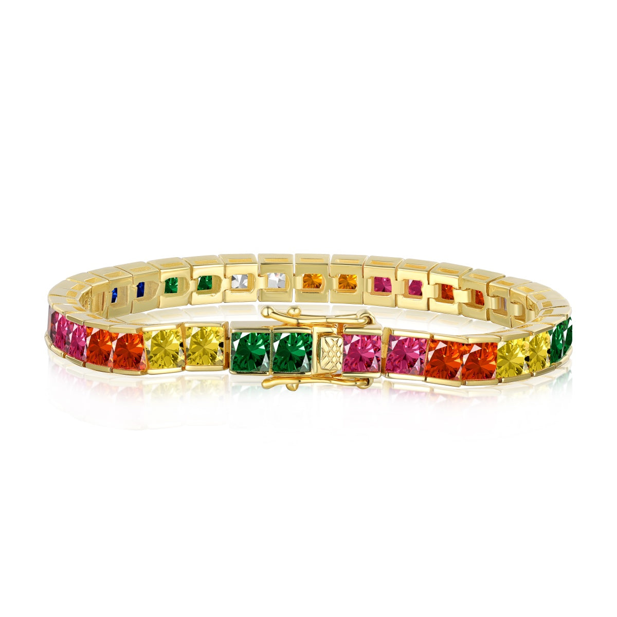 [LORA]Radiant Colorful Princess Cut Tennis Bracelet