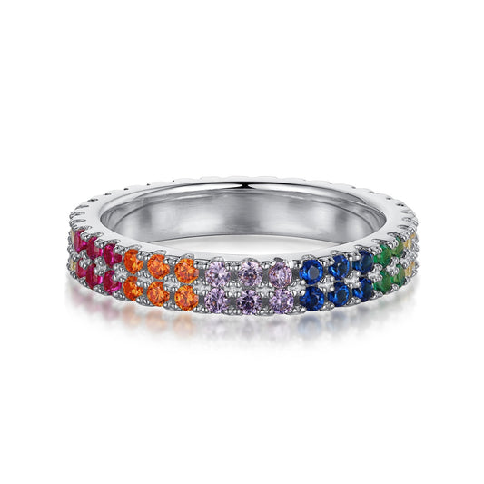 [LORA]Unique Colorful Round Cut Tennis Ring