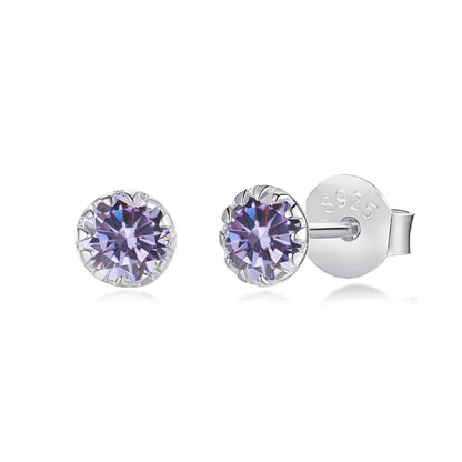 [LORA]Sparkling Colorful Round Shape Earrings