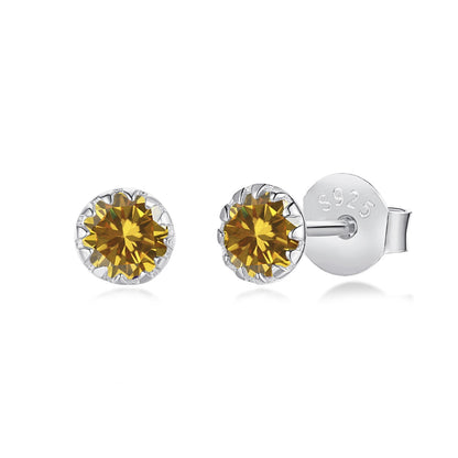 [LORA]Sparkling Colorful Round Shape Earrings