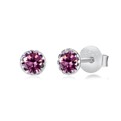 [LORA]Sparkling Colorful Round Shape Earrings