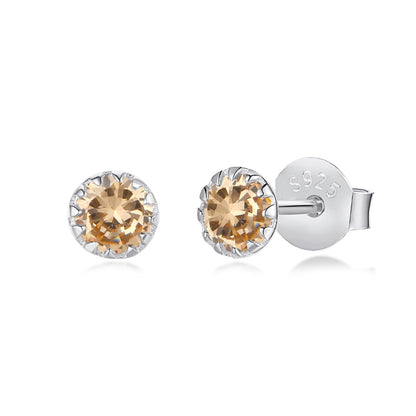 [LORA]Sparkling Colorful Round Shape Earrings