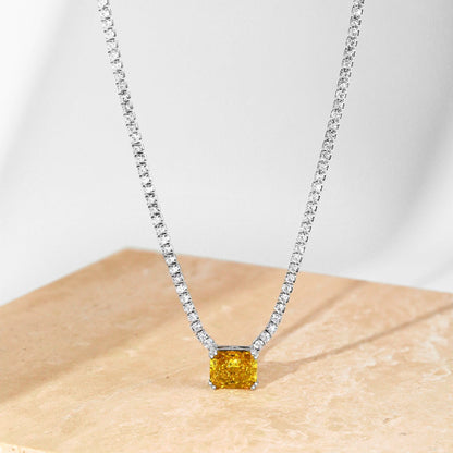 [LORA]4.0 Carat Elegant Radiant Cut Necklace