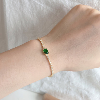 [LORA]1.0 Carat Unique Emerald Cut Banquet Bracelet