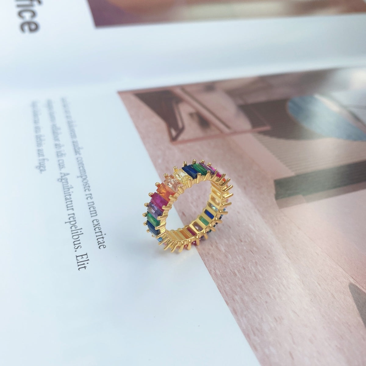 [LORA]Unique Colorful Radiant Cut RIng