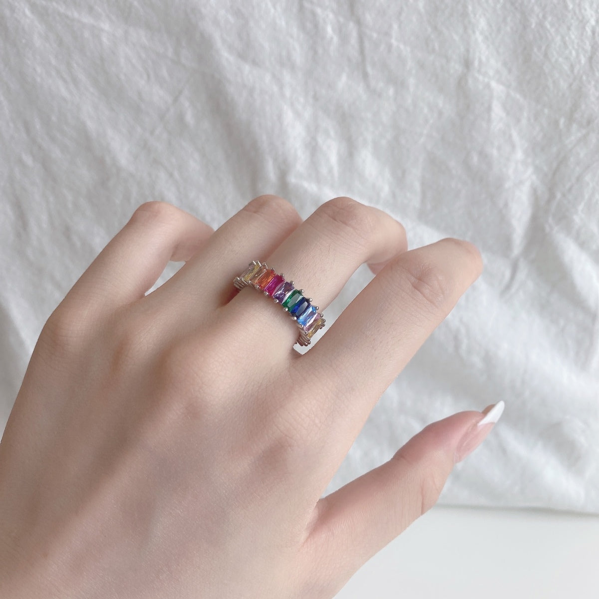 [LORA]Unique Colorful Radiant Cut RIng