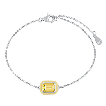 [LORA]2.0 Carat Sparkling Colorful Emerald Cut Daily Bracelet