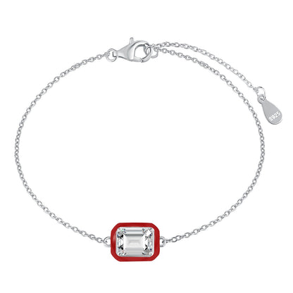 [LORA]2.0 Carat Sparkling Colorful Emerald Cut Daily Bracelet