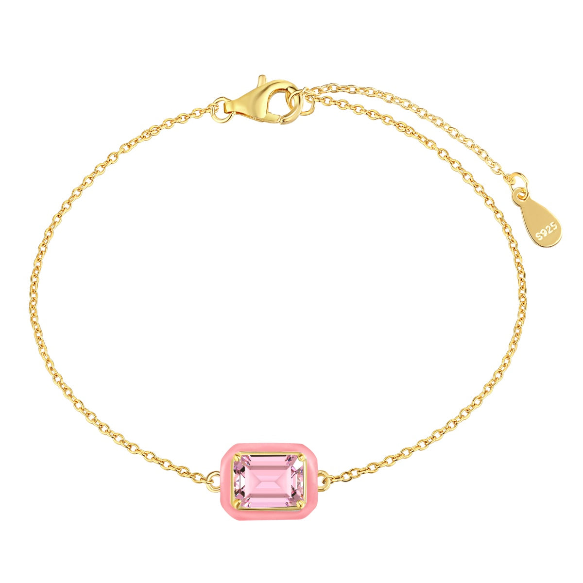 [LORA]2.0 Carat Sparkling Colorful Emerald Cut Daily Bracelet