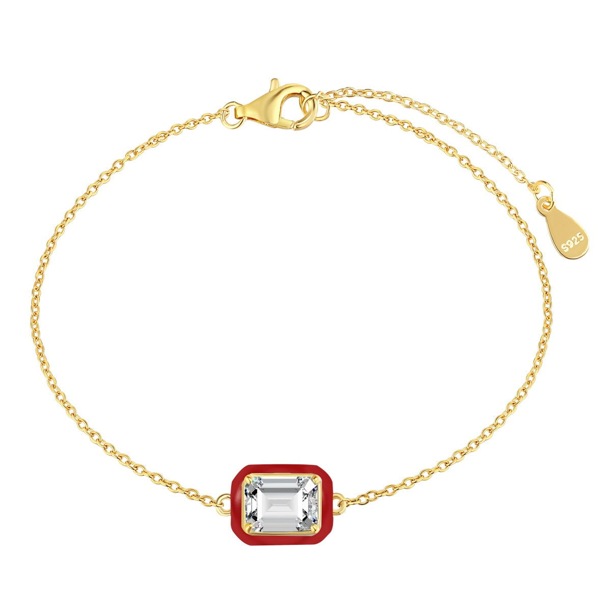 [LORA]2.0 Carat Sparkling Colorful Emerald Cut Daily Bracelet