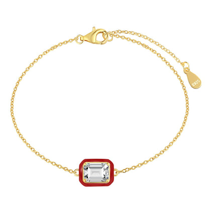 [LORA]2.0 Carat Sparkling Colorful Emerald Cut Daily Bracelet