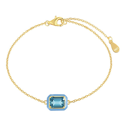 [LORA]2.0 Carat Sparkling Colorful Emerald Cut Daily Bracelet