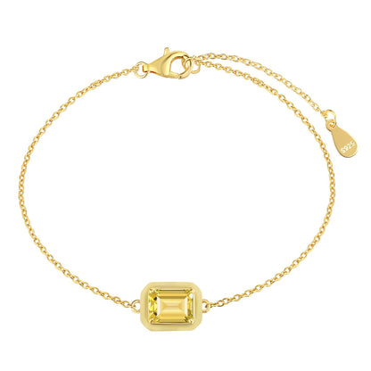 [LORA]2.0 Carat Sparkling Colorful Emerald Cut Daily Bracelet