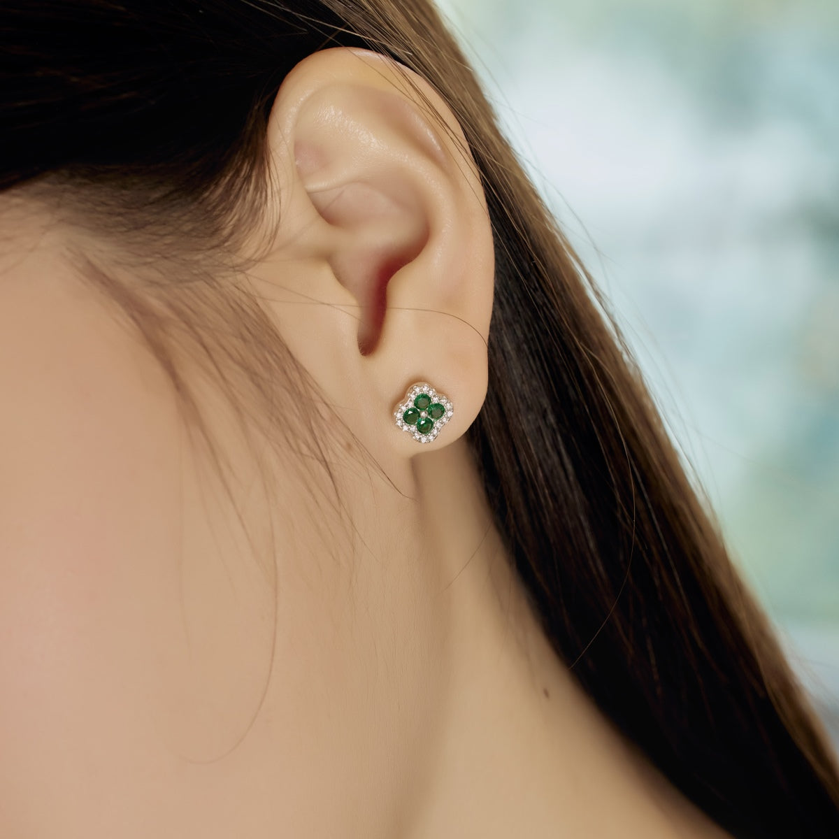 [LORA]Four-Leaf Clover Flower Shaped Earrings