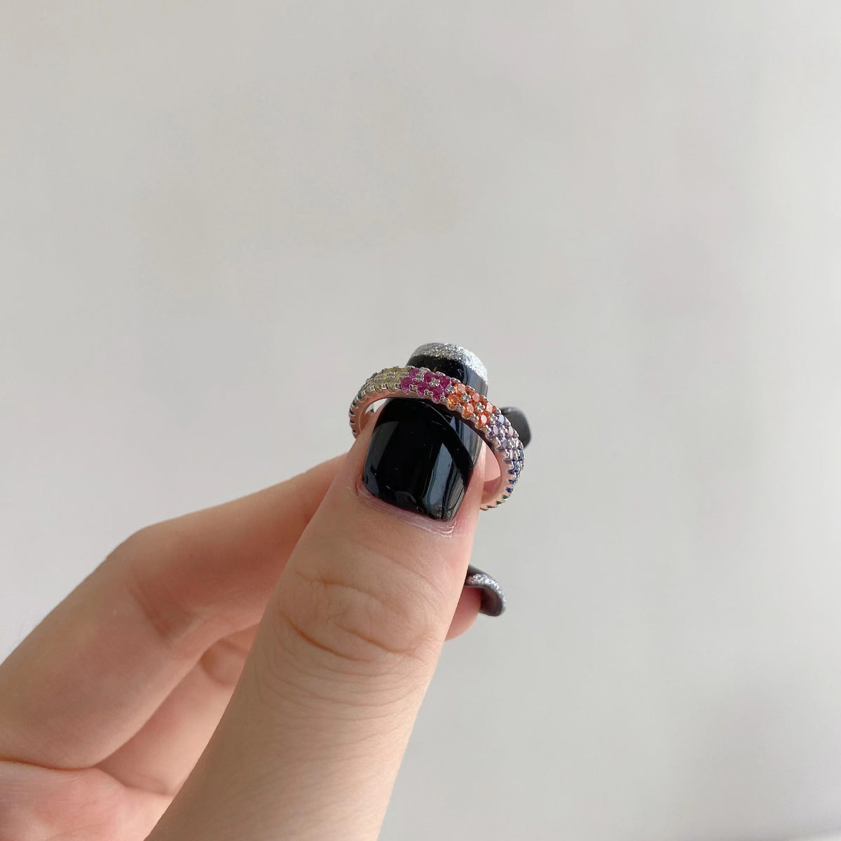 [LORA]Unique Colorful Round Cut Tennis Ring