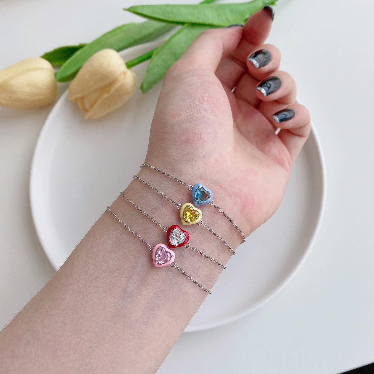 [LORA]Sparkling Romantic Heart Shape Lover Bracelet