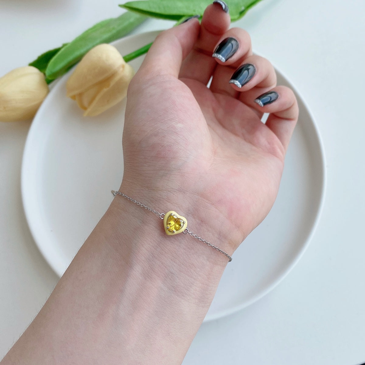 [LORA]Sparkling Romantic Heart Shape Lover Bracelet