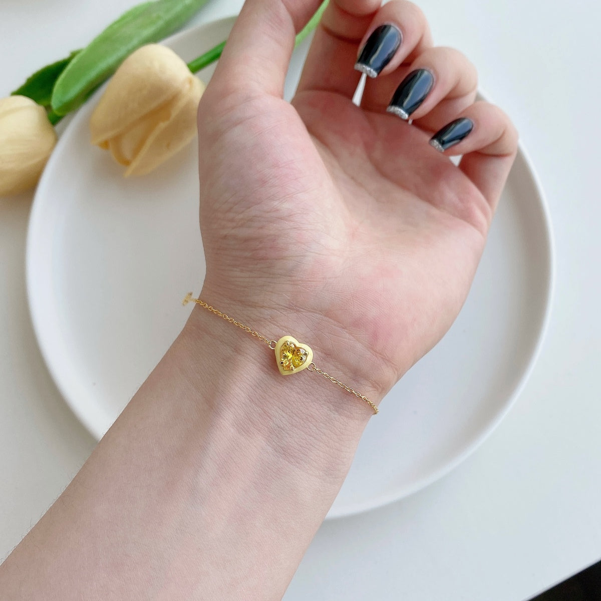 [LORA]Sparkling Romantic Heart Shape Lover Bracelet