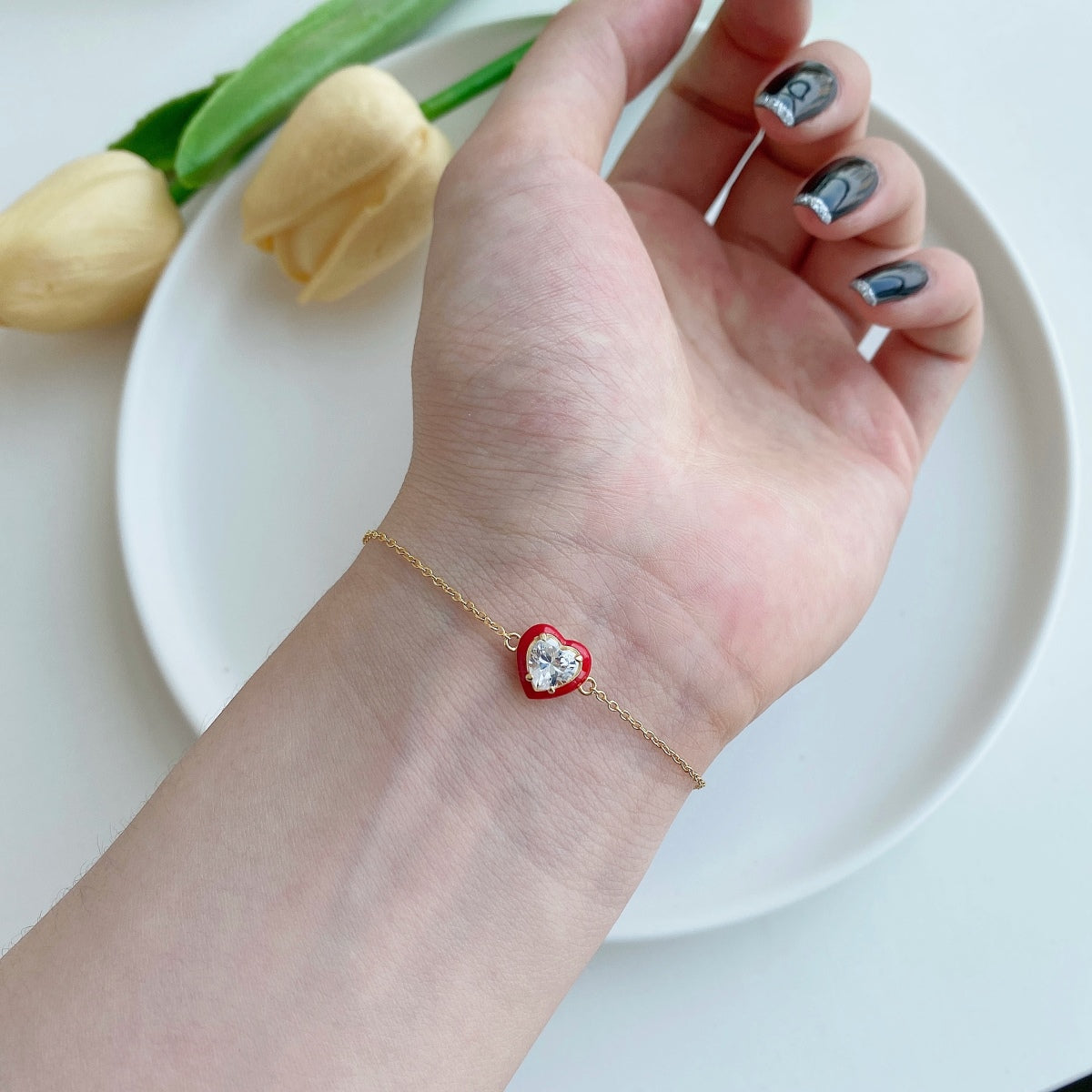 [LORA]Sparkling Romantic Heart Shape Lover Bracelet
