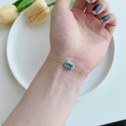 [LORA]2.0 Carat Sparkling Colorful Emerald Cut Daily Bracelet