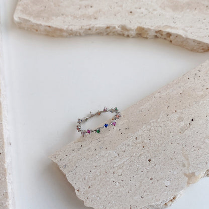 [LORA]Radiant Colorful Round Cut Daily Ring