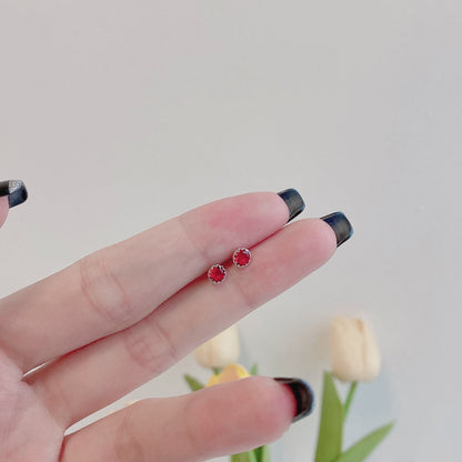 [LORA]Sparkling Colorful Round Shape Earrings