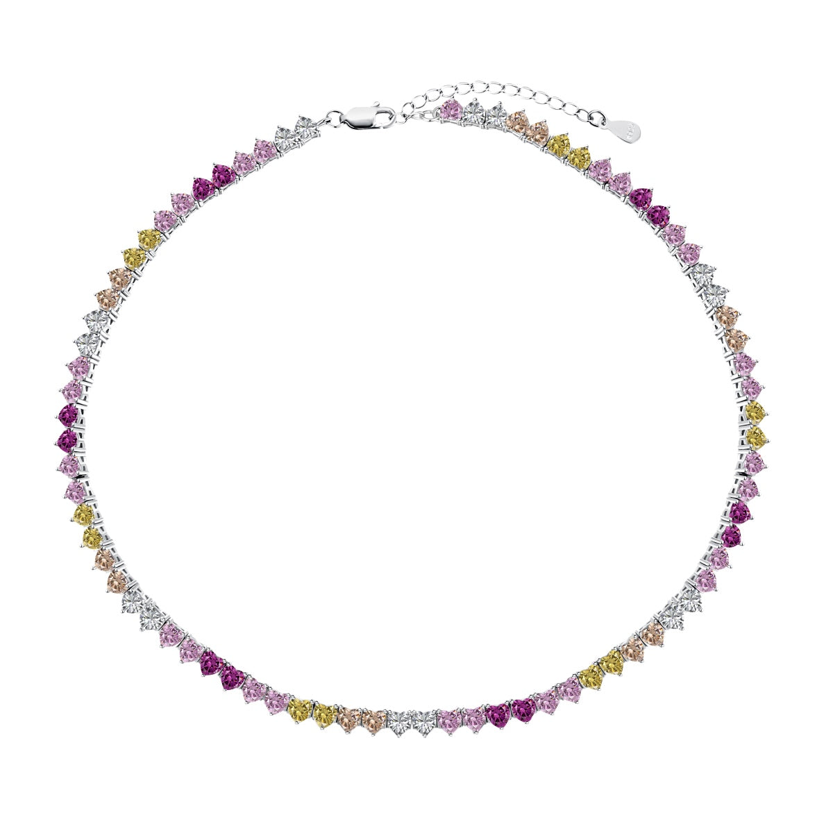 [LORA]Sparkling Colorful Full Heart Tennis Necklace