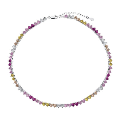 [LORA]Sparkling Colorful Full Heart Tennis Necklace