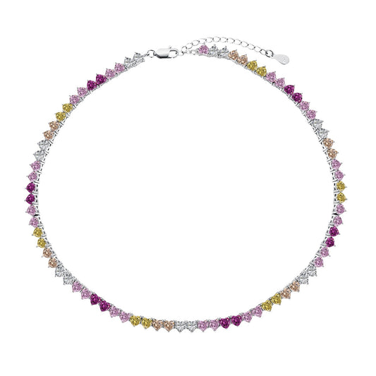 [LORA]Sparkling Colorful Full Heart Tennis Necklace
