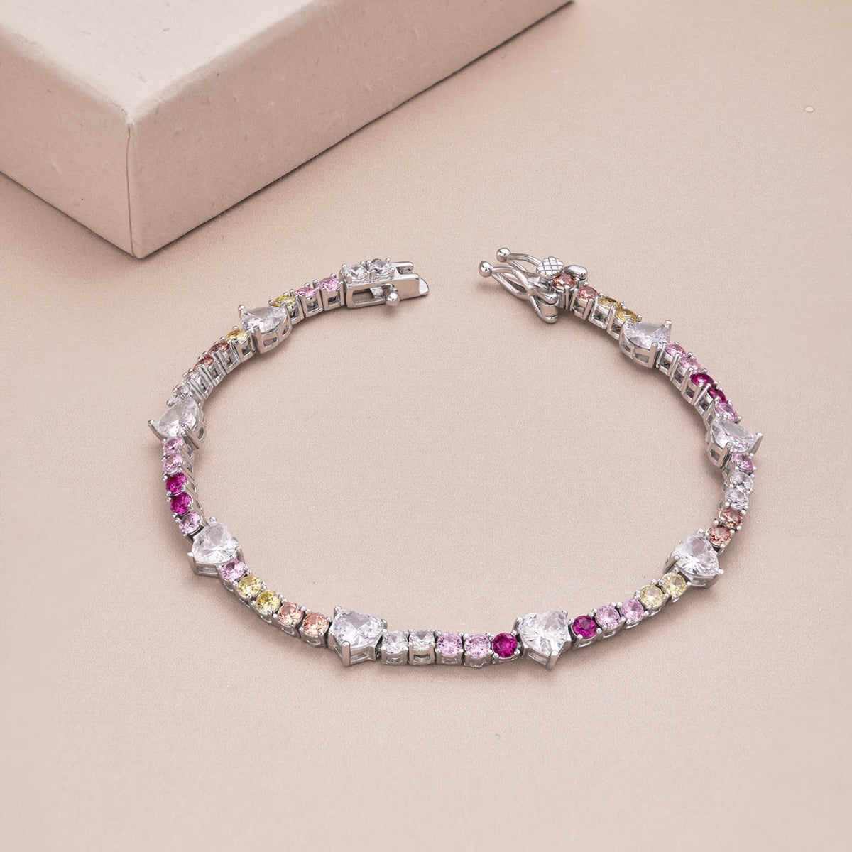 [LORA]Romantic Heart Shape Round Cut Lover Bracelet