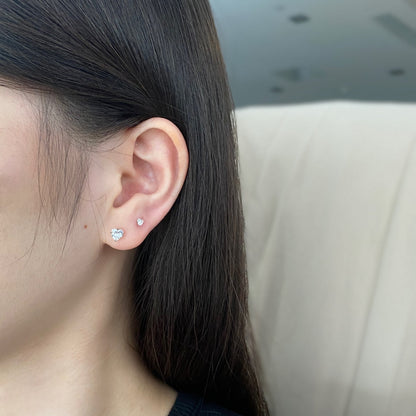 [LORA]Sparkling Heart Shaped Simple Earrings