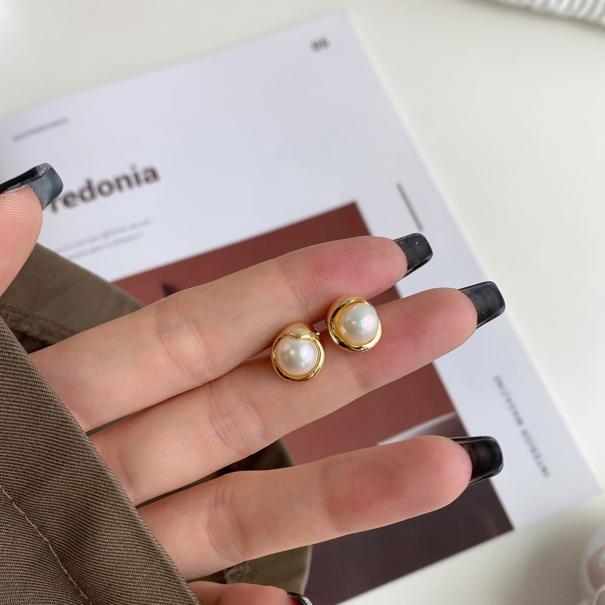 [LORA]Dainty Bread Pearl Earrings