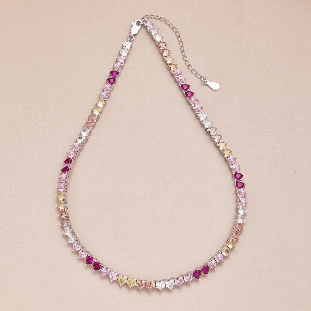 [LORA]Sparkling Colorful Full Heart Tennis Necklace