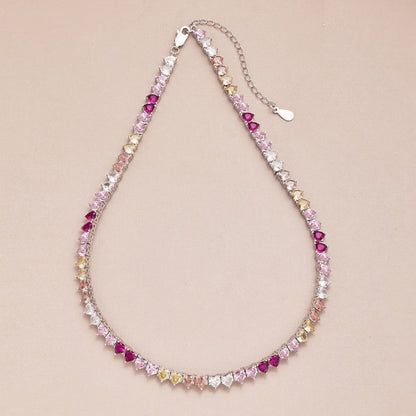 [LORA]Sparkling Colorful Full Heart Tennis Necklace