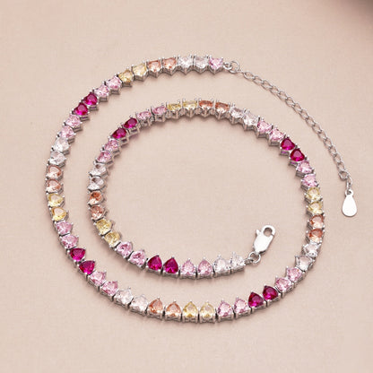 [LORA]Sparkling Colorful Full Heart Tennis Necklace