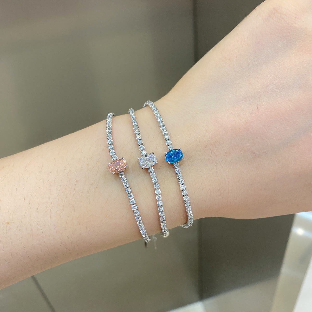 [LORA]0.75 Carat Exquisite Oval Cut Daily Bracelet
