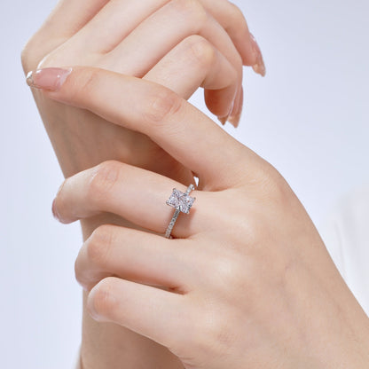 [LORA]2.0 Carat Dazzling Sparkling Radiant Cut Party Ring