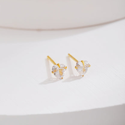 [LORA]Sparkling Heart Shaped Simple Earrings