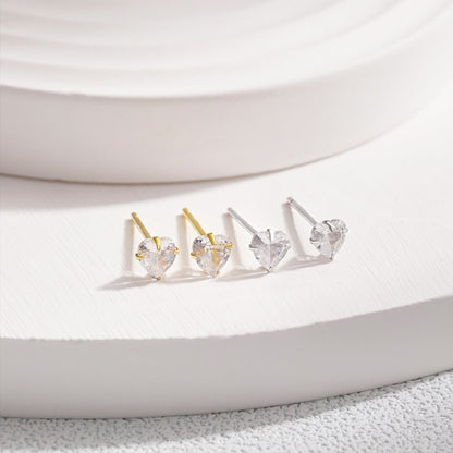 [LORA]Sparkling Heart Shaped Simple Earrings