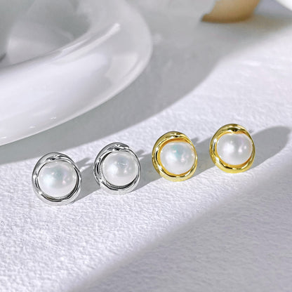 [LORA]Dainty Bread Pearl Earrings