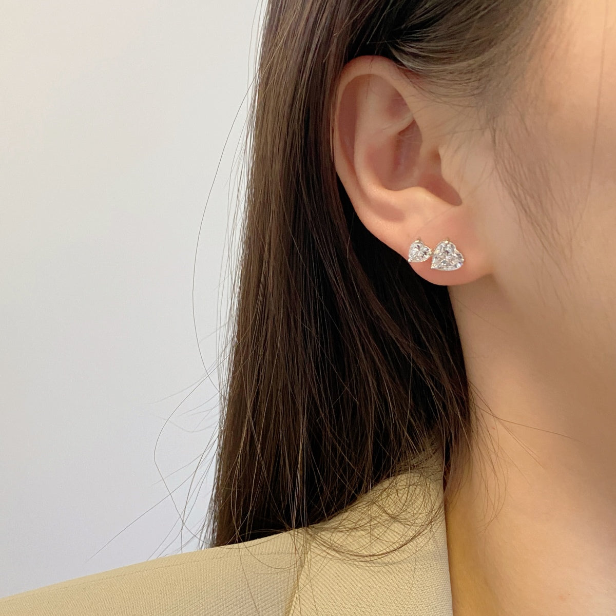 [LORA]Double Heart-Shape Classic Princess Style Earrings