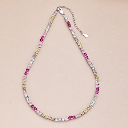 [LORA]Delicate Colorful Tennis Necklace
