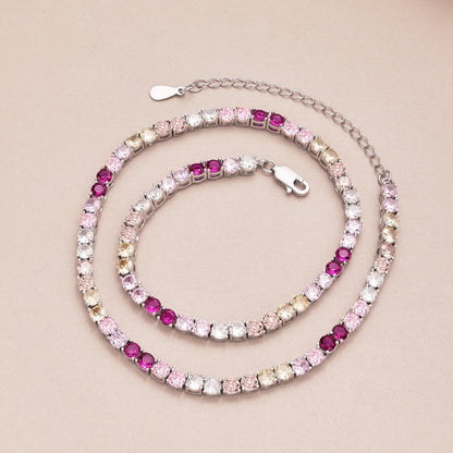 [LORA]Delicate Colorful Tennis Necklace