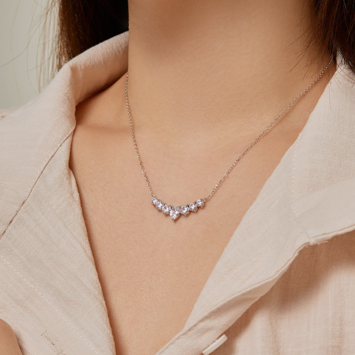 [LORA]Dainty Colorful Heart Necklace