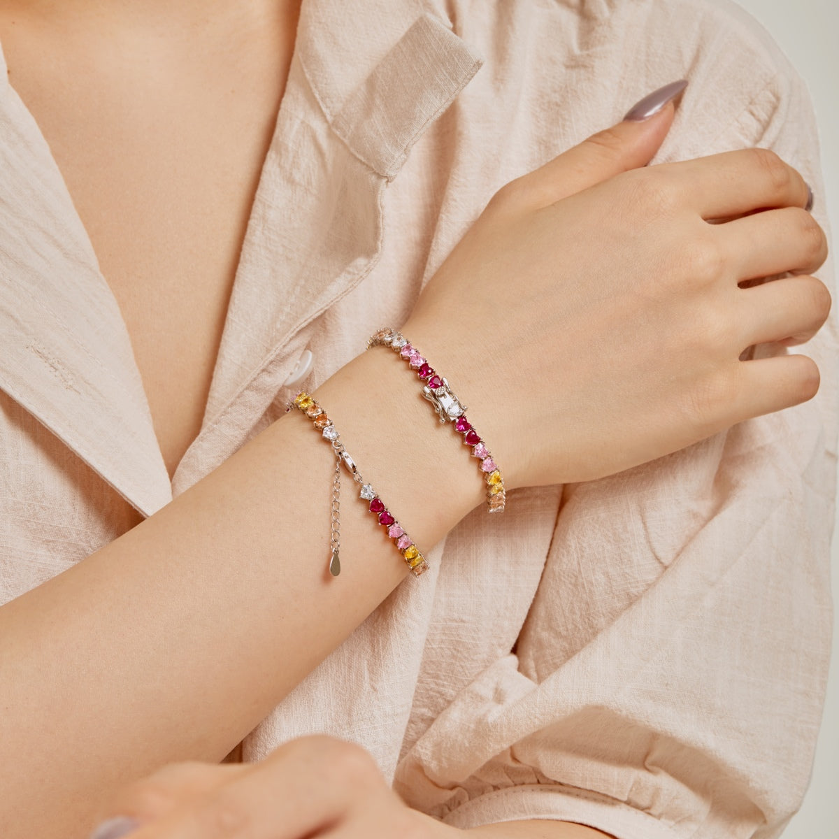 [LORA]Luxurious Colorful Romantic Heart Shape Lover Bracelet