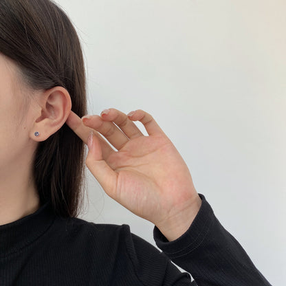 [LORA]Sparkling Colorful Round Shape Earrings