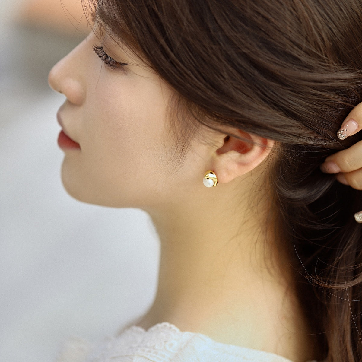 [LORA]Dainty Bread Pearl Earrings