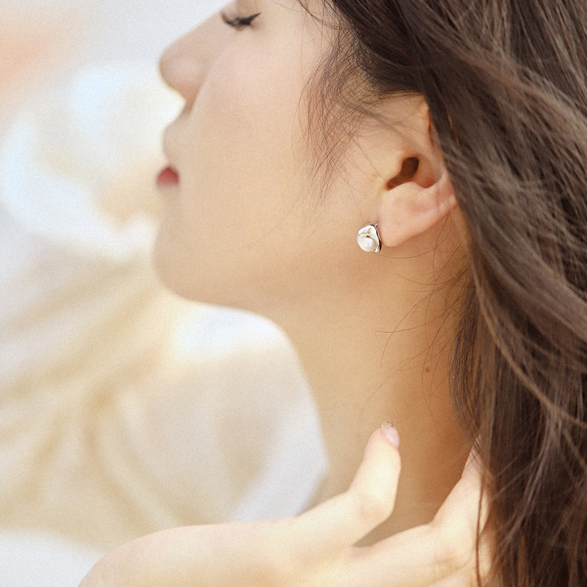 [LORA]Dainty Bread Pearl Earrings