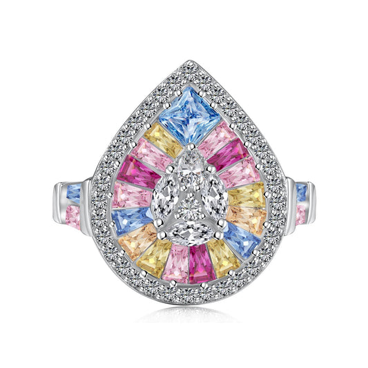 [LORA]Elegant Colorful Water Drop Shape Banquet Ring