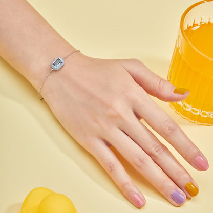 [LORA]2.0 Carat Sparkling Colorful Emerald Cut Daily Bracelet